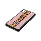 Initialled Leopard Print Stripes Pink Pebble Leather iPhone Xs Max Case Side Angle