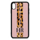 Initialled Leopard Print Stripes Pink Pebble Leather iPhone Xs Max Case