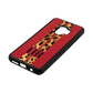 Initialled Leopard Print Stripes Red Pebble Leather Samsung S9 Case Side Angle