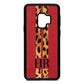 Initialled Leopard Print Stripes Red Pebble Leather Samsung S9 Case