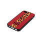 Initialled Leopard Print Stripes Red Pebble Leather iPhone 5 Case Side Angle