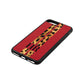 Initialled Leopard Print Stripes Red Pebble Leather iPhone 8 Plus Case Side Angle