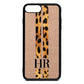 Initialled Leopard Print Stripes Rose Gold Pebble Leather iPhone 8 Plus Case