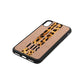 Initialled Leopard Print Stripes Rose Gold Pebble Leather iPhone Xs Case Side Angle
