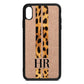 Initialled Leopard Print Stripes Rose Gold Pebble Leather iPhone Xs Max Case