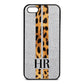 Initialled Leopard Print Stripes Silver Pebble Leather iPhone 5 Case