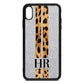 Initialled Leopard Print Stripes Silver Pebble Leather iPhone Xs Max Case