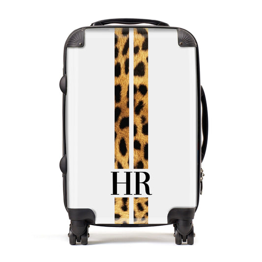 Initialled Leopard Print Stripes Suitcase