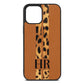 Initialled Leopard Print Stripes Tan Pebble Leather iPhone 12 Pro Max Case