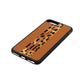 Initialled Leopard Print Stripes Tan Pebble Leather iPhone 8 Plus Case Side Angle