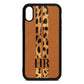 Initialled Leopard Print Stripes Tan Pebble Leather iPhone Xr Case