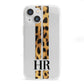 Initialled Leopard Print Stripes iPhone 13 Mini Clear Bumper Case