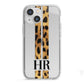 Initialled Leopard Print Stripes iPhone 13 Mini TPU Impact Case with White Edges