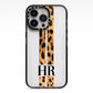 Initialled Leopard Print Stripes iPhone 13 Pro Black Impact Case on Silver phone
