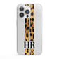 Initialled Leopard Print Stripes iPhone 13 Pro Clear Bumper Case