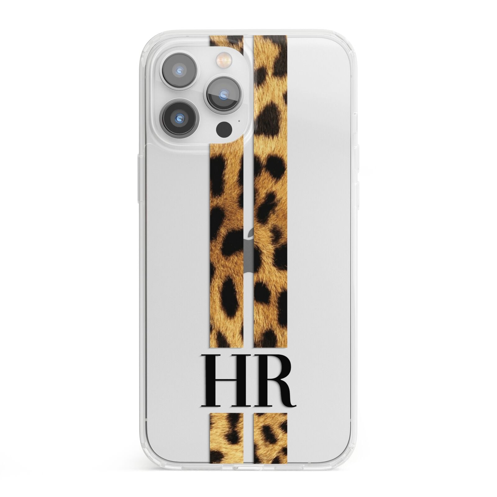 Initialled Leopard Print Stripes iPhone 13 Pro Max Clear Bumper Case
