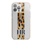 Initialled Leopard Print Stripes iPhone 13 Pro Max TPU Impact Case with Pink Edges