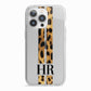 Initialled Leopard Print Stripes iPhone 13 Pro TPU Impact Case with White Edges