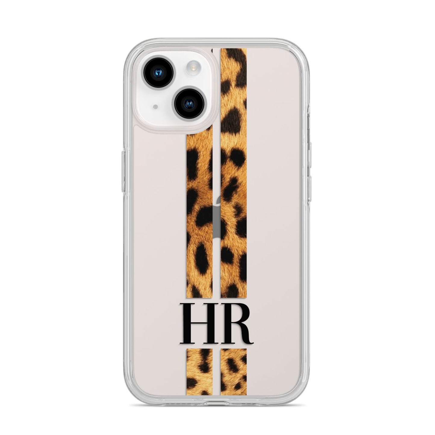 Initialled Leopard Print Stripes iPhone 14 Clear Tough Case Starlight