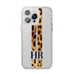 Initialled Leopard Print Stripes iPhone 14 Pro Max Clear Tough Case Silver