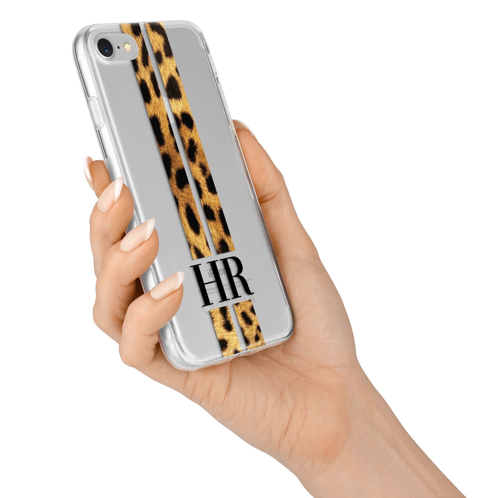 Initialled Leopard Print Stripes iPhone 7 Bumper Case on Silver iPhone Alternative Image