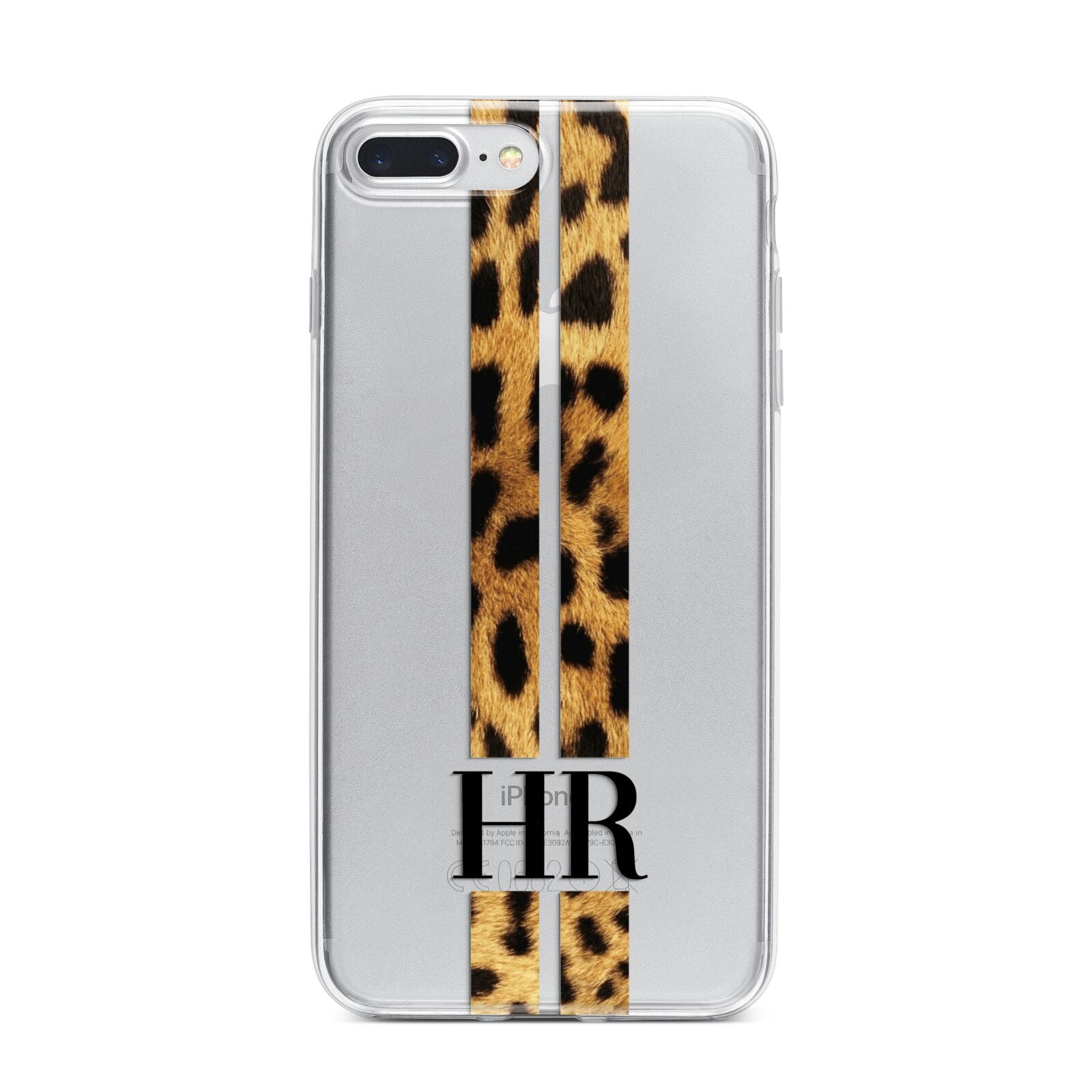 Initialled Leopard Print Stripes iPhone 7 Plus Bumper Case on Silver iPhone