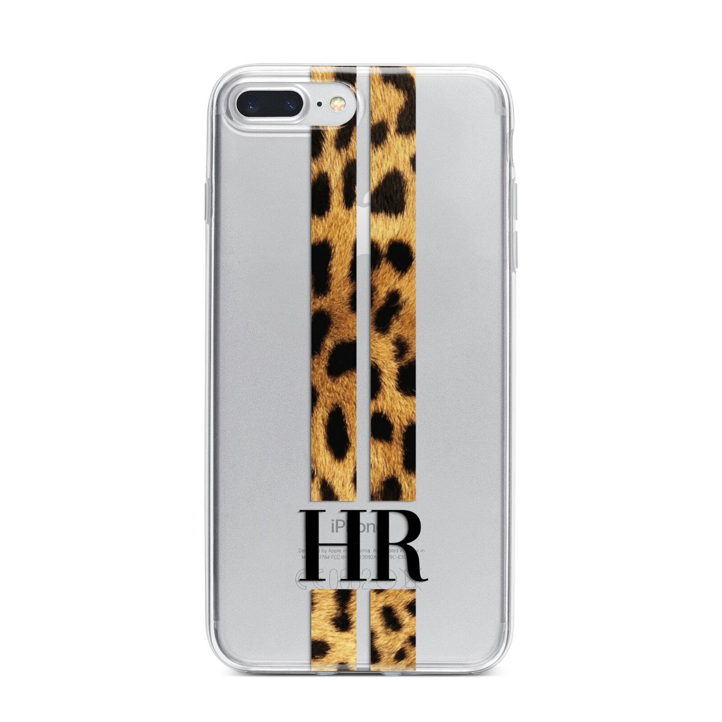 Initialled Leopard Print Stripes iPhone 7 Plus Bumper Case on Silver iPhone