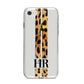 Initialled Leopard Print Stripes iPhone 8 Bumper Case on Silver iPhone