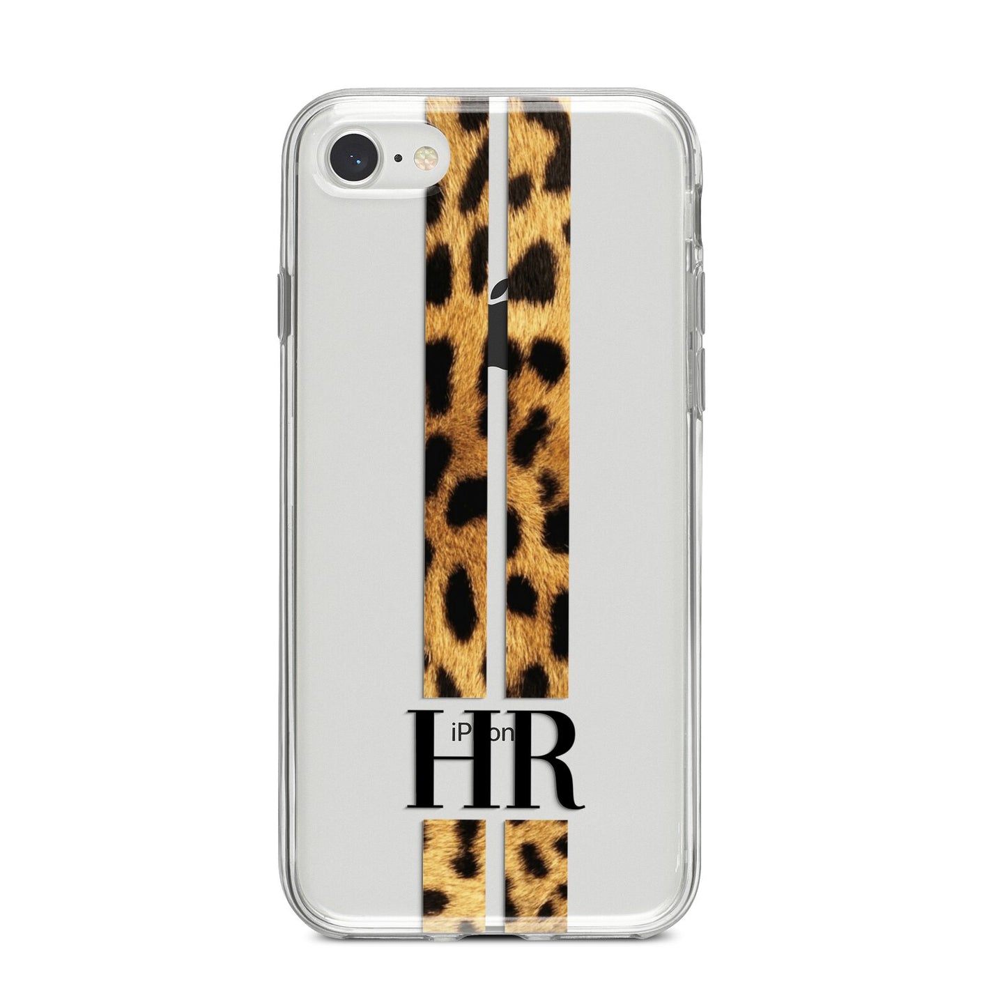 Initialled Leopard Print Stripes iPhone 8 Bumper Case on Silver iPhone