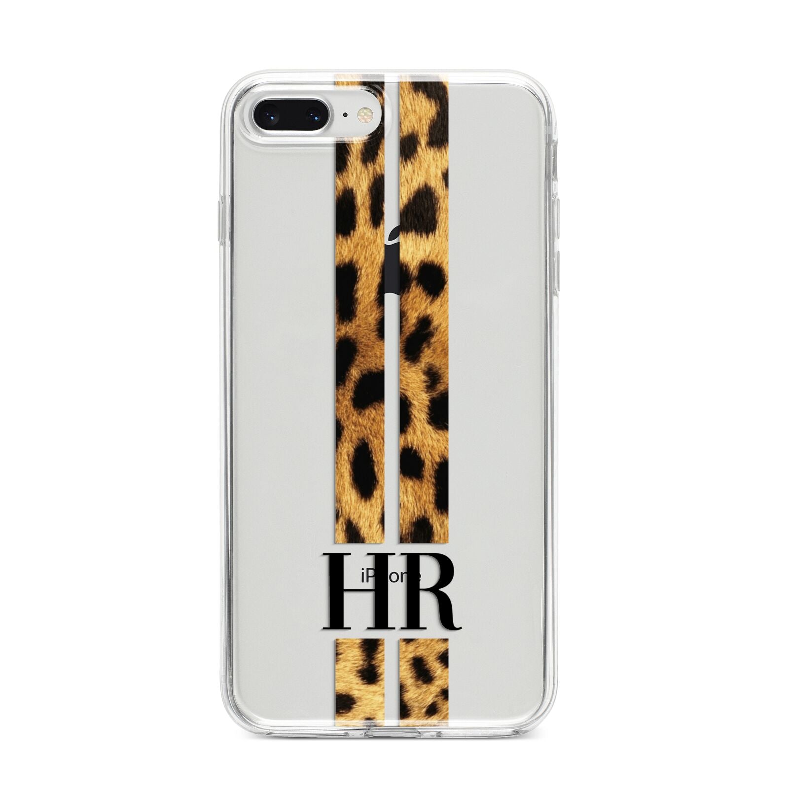Initialled Leopard Print Stripes iPhone 8 Plus Bumper Case on Silver iPhone
