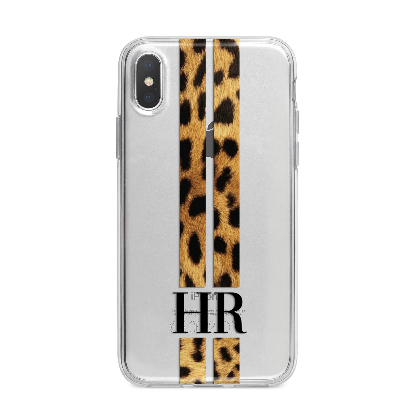 Initialled Leopard Print Stripes iPhone X Bumper Case on Silver iPhone Alternative Image 1