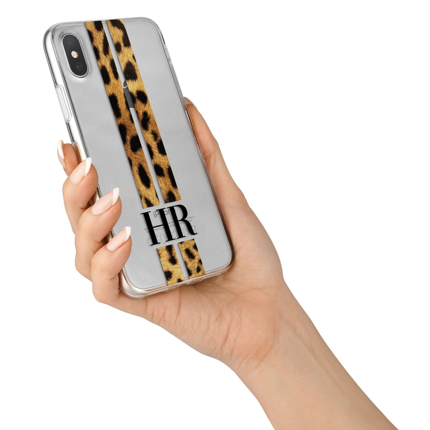 Initialled Leopard Print Stripes iPhone X Bumper Case on Silver iPhone Alternative Image 2