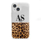 Initialled Leopard Print iPhone 13 Mini Clear Bumper Case