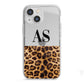 Initialled Leopard Print iPhone 13 Mini TPU Impact Case with White Edges