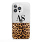 Initialled Leopard Print iPhone 13 Pro Clear Bumper Case