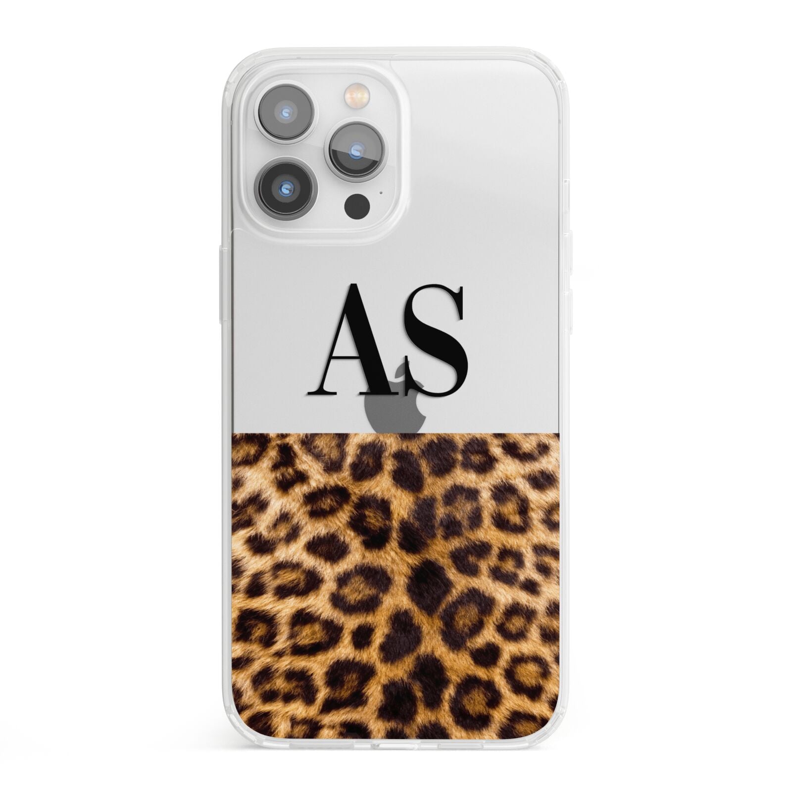 Initialled Leopard Print iPhone 13 Pro Max Clear Bumper Case