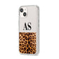 Initialled Leopard Print iPhone 14 Clear Tough Case Starlight Angled Image