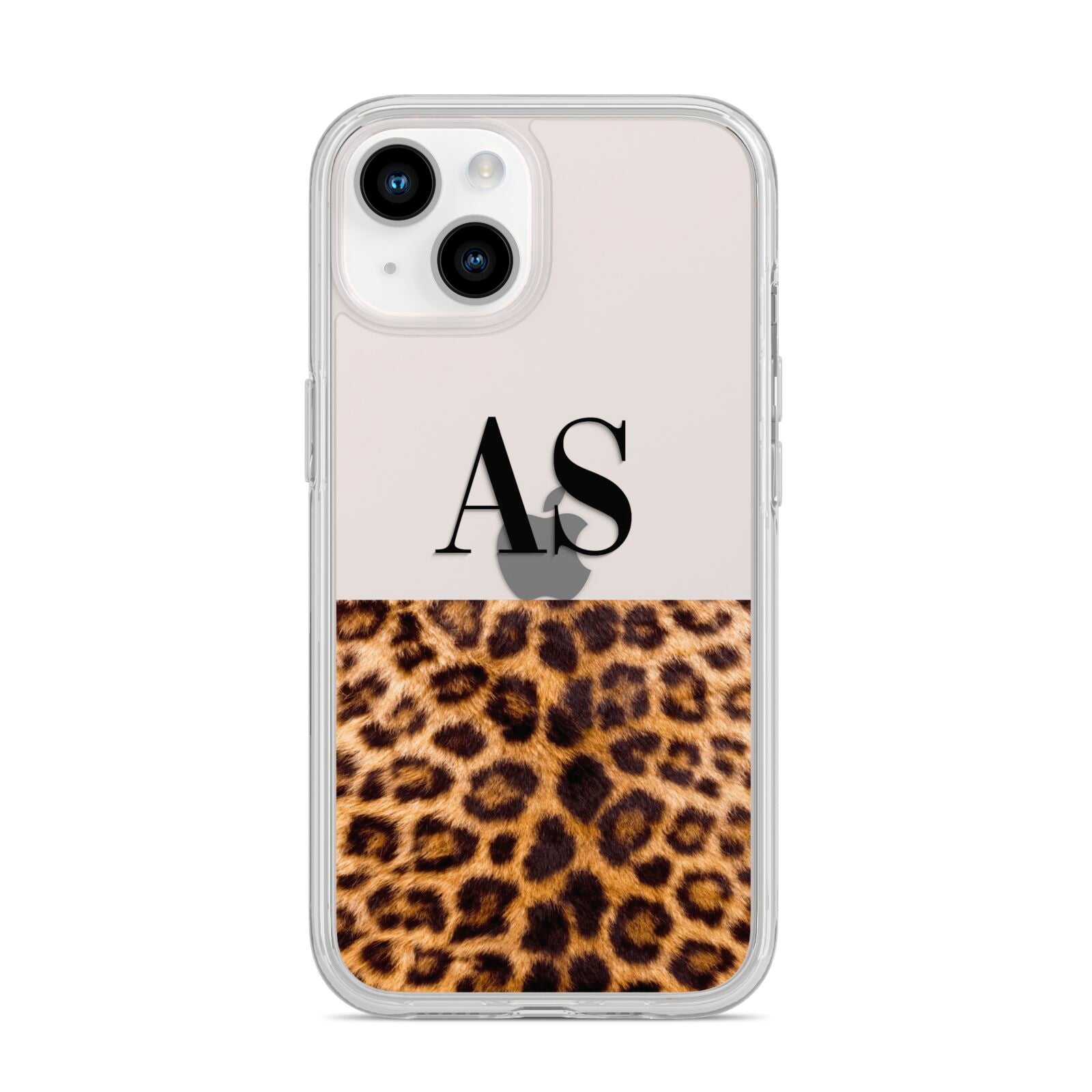 Initialled Leopard Print iPhone 14 Clear Tough Case Starlight