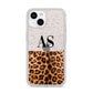 Initialled Leopard Print iPhone 14 Glitter Tough Case Starlight