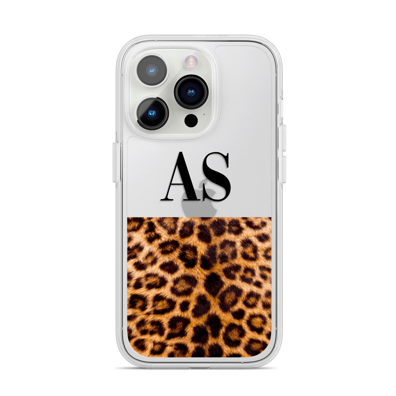 Initialled Leopard Print iPhone 14 Pro Clear Tough Case Silver