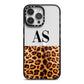 Initialled Leopard Print iPhone 14 Pro Max Black Impact Case on Silver phone
