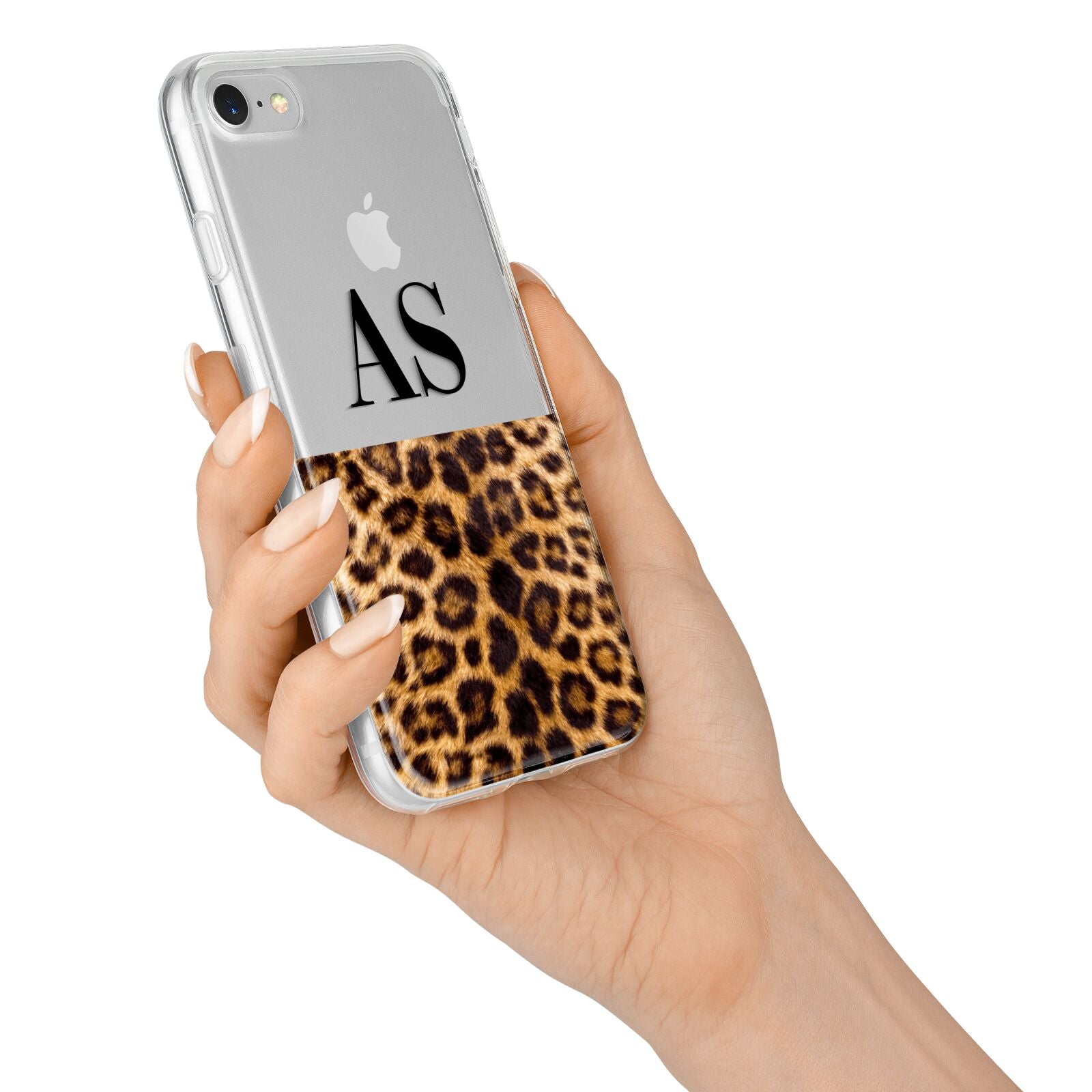 Initialled Leopard Print iPhone 7 Bumper Case on Silver iPhone Alternative Image