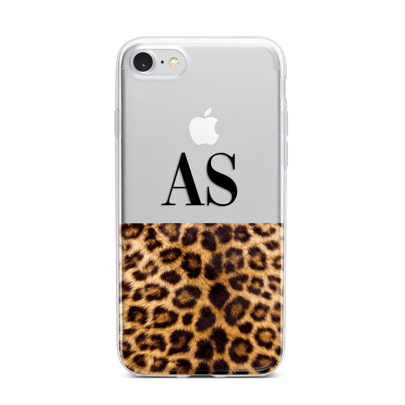 Initialled Leopard Print iPhone 7 Bumper Case on Silver iPhone