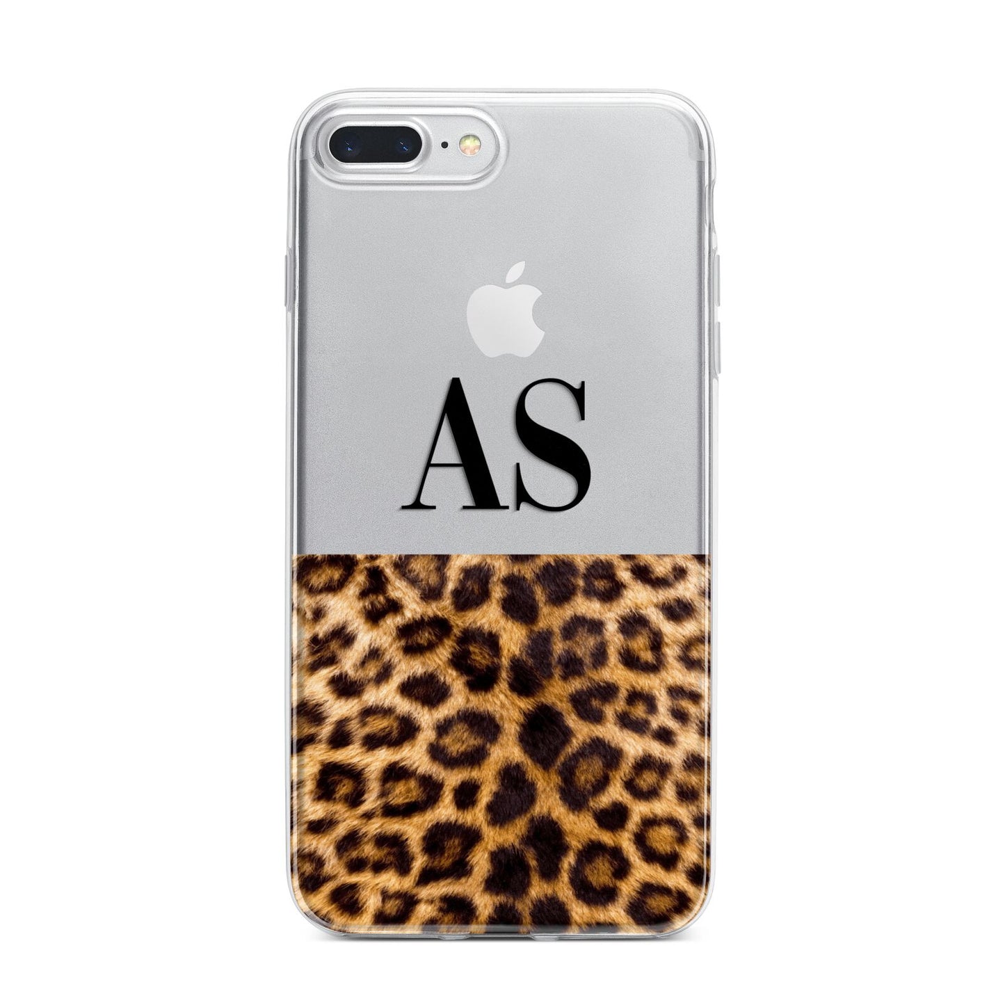 Initialled Leopard Print iPhone 7 Plus Bumper Case on Silver iPhone