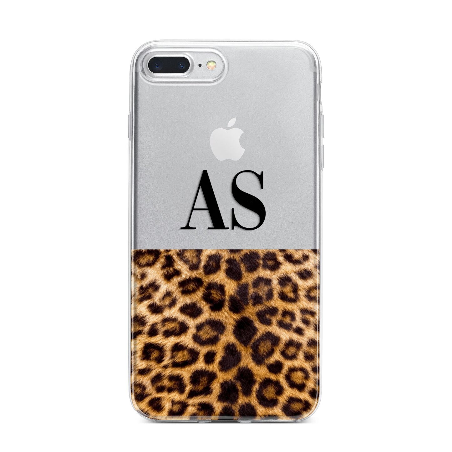 Initialled Leopard Print iPhone 7 Plus Bumper Case on Silver iPhone