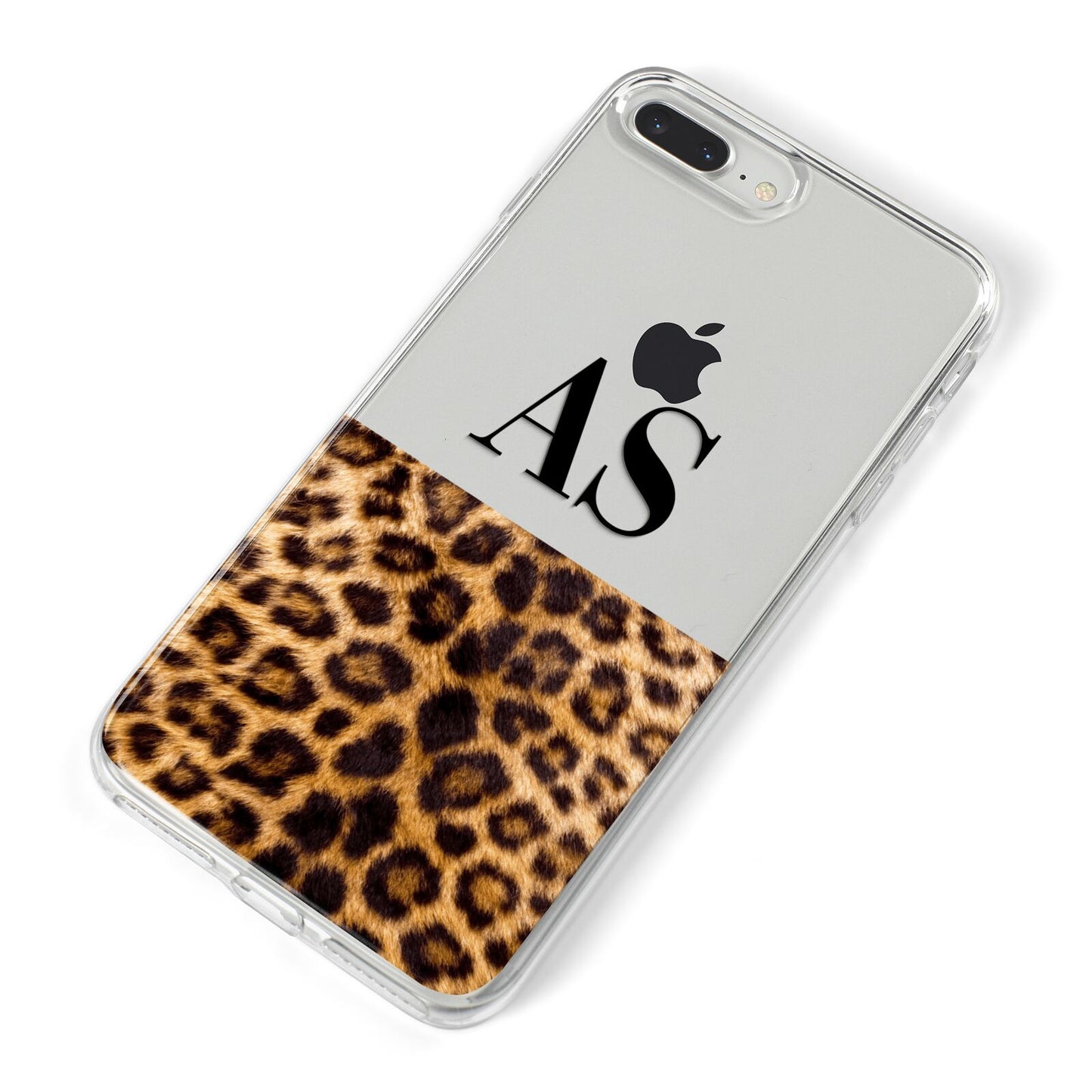 Initialled Leopard Print iPhone 8 Plus Bumper Case on Silver iPhone Alternative Image