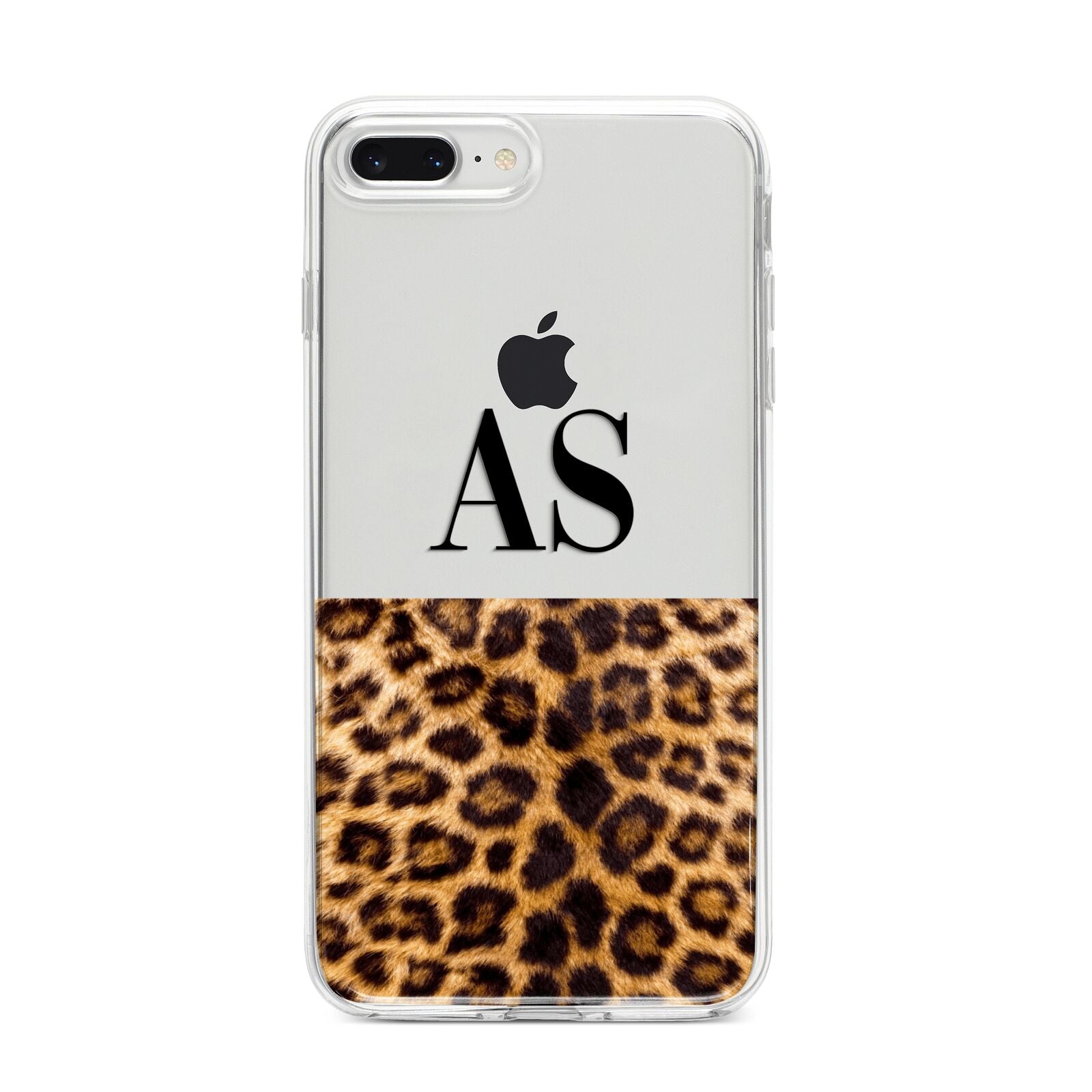 Initialled Leopard Print iPhone 8 Plus Bumper Case on Silver iPhone