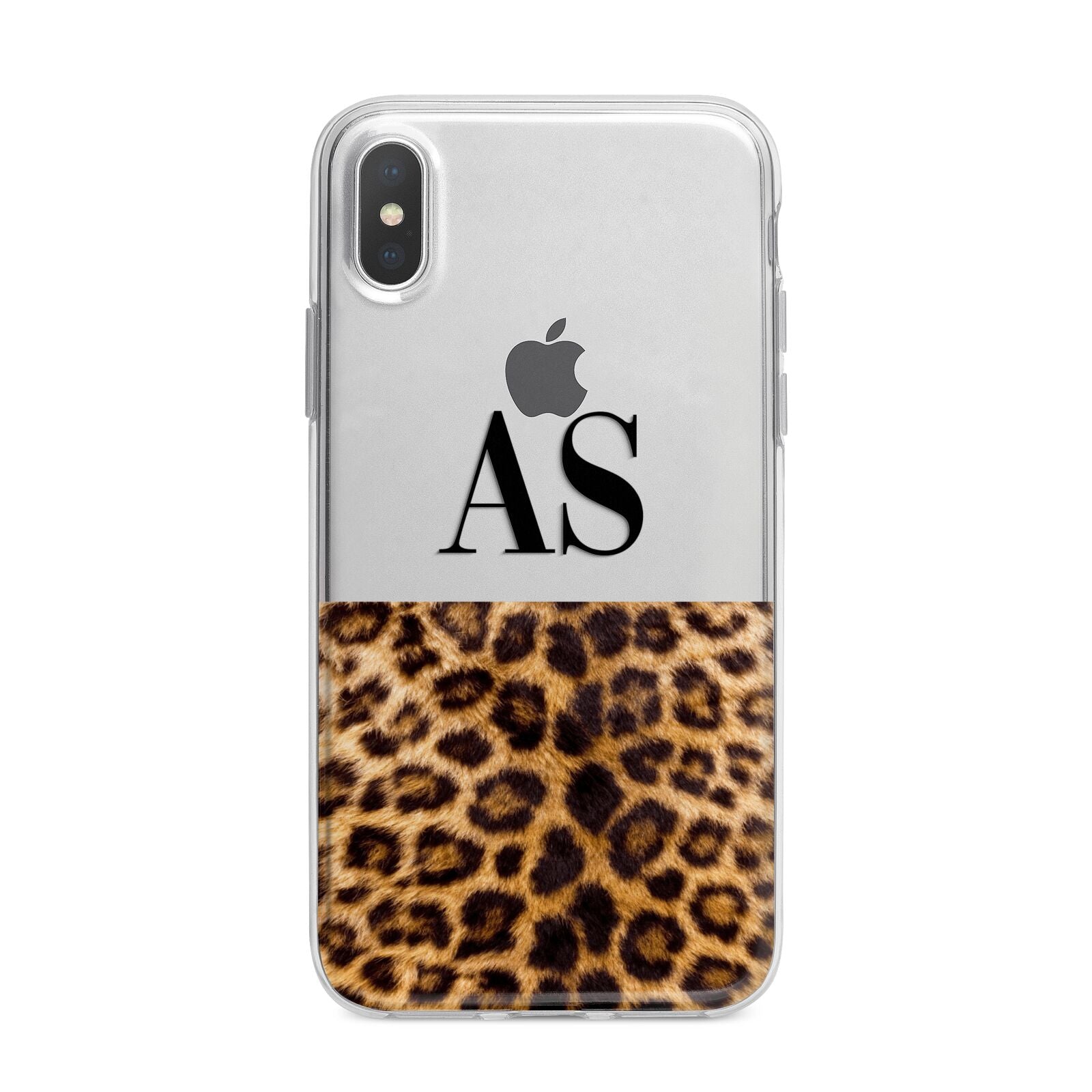 Initialled Leopard Print iPhone X Bumper Case on Silver iPhone Alternative Image 1
