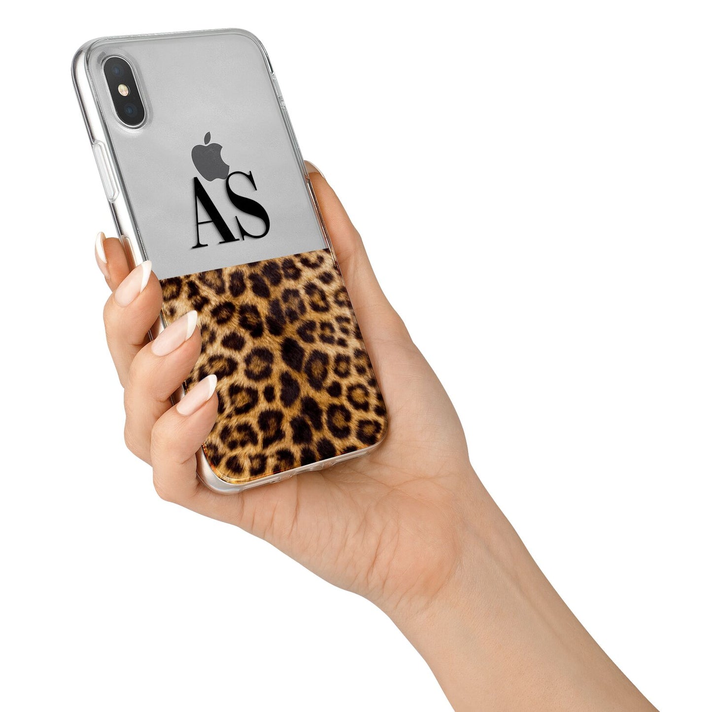 Initialled Leopard Print iPhone X Bumper Case on Silver iPhone Alternative Image 2