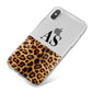 Initialled Leopard Print iPhone X Bumper Case on Silver iPhone
